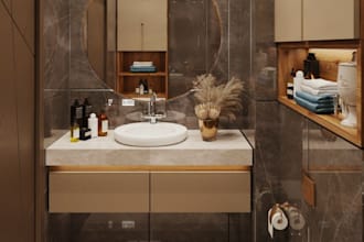 3d interior design for kitchen, bathroom, and living room