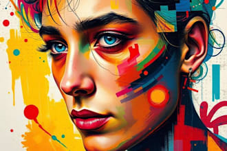 draw abstract art portrait with soul and emotion