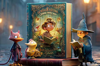 design a playful cartoon book cover that bring