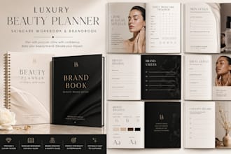 create luxury beauty planner skincare workbook and brandbook