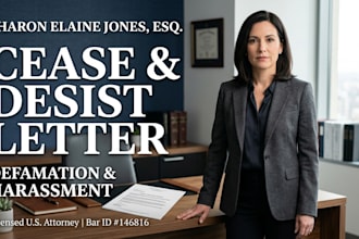draft a cease and desist attorney letter for defamation and harassment