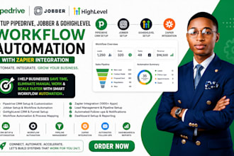 setup pipedrive jobber gohighlevel workflow automation with zapier integration