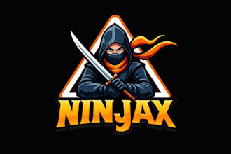 design creative ninja sword mascot logo in 1 day
