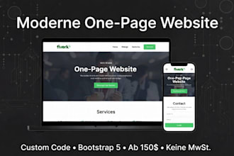 make a moderne onepage website mit custom code ohne mwst