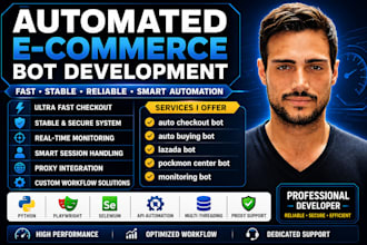 build fast lazada bot, auto checkout bot, auto buying bot, pokemon center bot