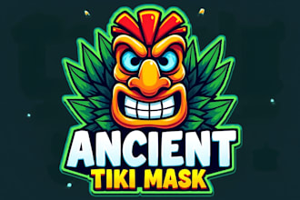 make a high quality tiki mask mascot logo  in just 12 hours