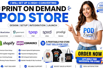set up ogo bluecotton gearment tpop spod prodigi woocommerce shopify pod store