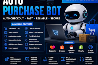 do auto purchase bot lazada bot shopee bot pokemon bot auto check out bot