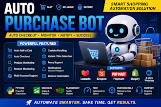 build auto purchase bot lazada bot auto checkout bot shopee bot popmart bot