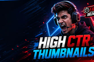 design high CTR gaming and  youtube thumbnail in 24 hours