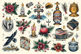create awesome old school tattoo style design