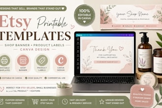 create etsy printable templates shop banner labels canva design