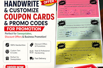 handwrite and customize coupon cards and promo codes