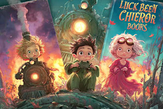 create a beautiful childrens book cover illustration