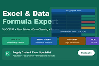 do excel data analysis, vlookup, pivot tables and reporting