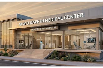 design and 3d render of medical center, hospital, diagnostic center