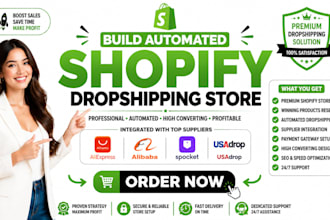 build automated shopify dropshipping store aliexpress alibaba spocket usadrop