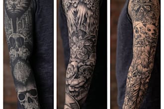 desing a custom tattoo sleeve art for you