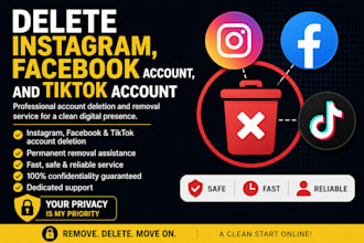 delete instagram, facebook account, and tiktok account