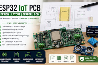 design esp32 iot pcb with gerber and bom pcb circuits layout