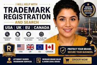 help with trademark registration USA, UK, eu or canada and search