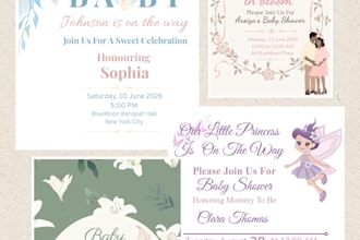 design cute kids birthday and baby shower invitation cards