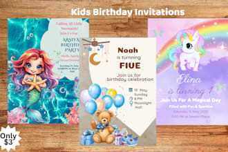 do cute kids birthday and baby shower invitations cards