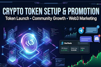 set up your token, promote crypto token, manage crypto community marketing