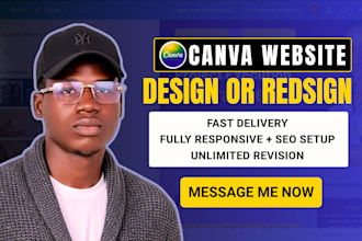 design canva website, canva landing page, canva portfolio website