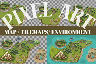 pixel art map, overworld tilemaps, rpg game fantasy world map design dungeon map