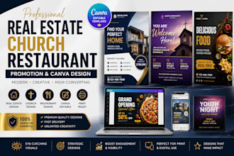 design real estate church flyer restaurant promotion canva design