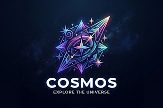 design a modern and cosmic cosmos logo for your brand