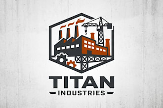 design a strong and professional factory logo for your industrial brand
