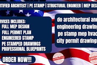 do architectural and engineering drawing pe stamp mep hvac city permit drawings