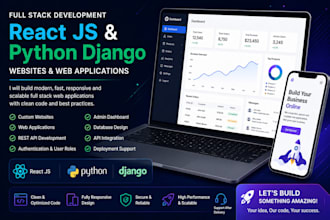 develop custom full stack website or web app with react js and python django