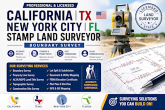 california tx new york city fl stamp land surveyor, boundary survey