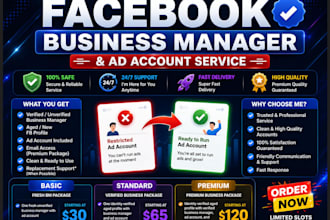 or create verified fb business manager and ad account bm