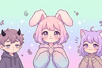 create cute kawaii hybrid cartoon avatars