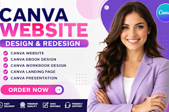 design canva website, canva ebook, workbook, landing page canva presentation ugc