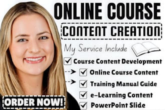 create online course content, elearning course curriculum, and training manual