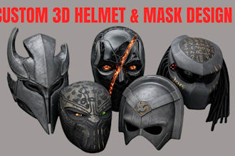 design custom 3d cosplay helmet and mask stl with split parts for printing