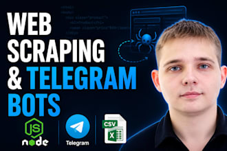 create a web scraper data parser and telegram bot
