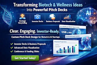 design biotech investor pitch decks with data visuals health presentation design