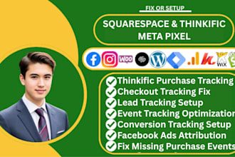 fix squarespace facebook meta pixel tracking thinkific checkout purchase events