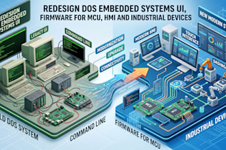 redesign dos embedded systems UI, firmware for mcu, hmi and industrial devices