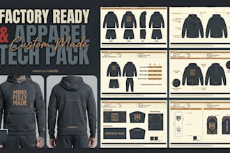 create factory ready apparel tech pack for clothing brands