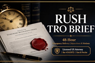 draft an emergency tro brief or injunction within 48 hours as a US attorney