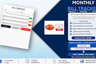 provide a professional monthly bill tracker in PPT and PDF