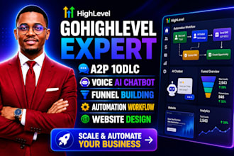 gohighlevel expert crm a2p 10dlc voice ai chatbot website funnel ghl automation