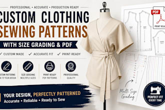 create custom clothing sewing patterns with size grading and PDF